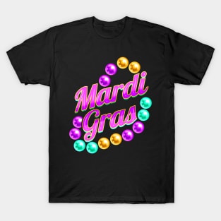 Purple Lettering With Beads For Mardi Gras T-Shirt